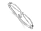 FJC Finejewelers 925 Sterling Silver Rhodium Plated CZ Heart Dangle Hinged Bangle 7.8 mm