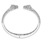 FJC Finejewelers 925 Sterling Silver Rhodium Plated Polished CZ Lioness Hinged Cuff Bangle 12.8 mm