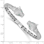 FJC Finejewelers 925 Sterling Silver Rhodium Plated Polished CZ Lioness Hinged Cuff Bangle 12.8 mm