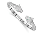 FJC Finejewelers 925 Sterling Silver Rhodium Plated Polished CZ Lioness Hinged Cuff Bangle 12.8 mm