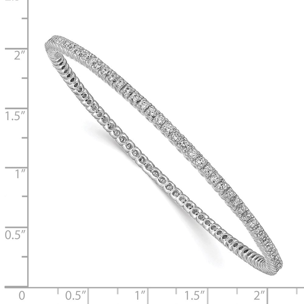 FJC Finejewelers 925 Sterling Silver Rhodium Plated 93 Stone CZ Bangle 2 mm