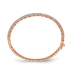 FJC Finejewelers 925 Sterling Silver Pavé Rose-tone 175 Stone CZ Hinged Bangle 4 mm