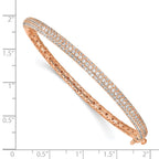 FJC Finejewelers 925 Sterling Silver Pavé Rose-tone 175 Stone CZ Hinged Bangle 4 mm