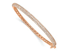 FJC Finejewelers 925 Sterling Silver Pavé Rose-tone 175 Stone CZ Hinged Bangle 4 mm
