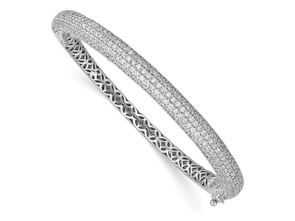FJC Finejewelers 925 Sterling Silver Pavé Rhodium Plated 303 Stone CZ Bangle 6 mm