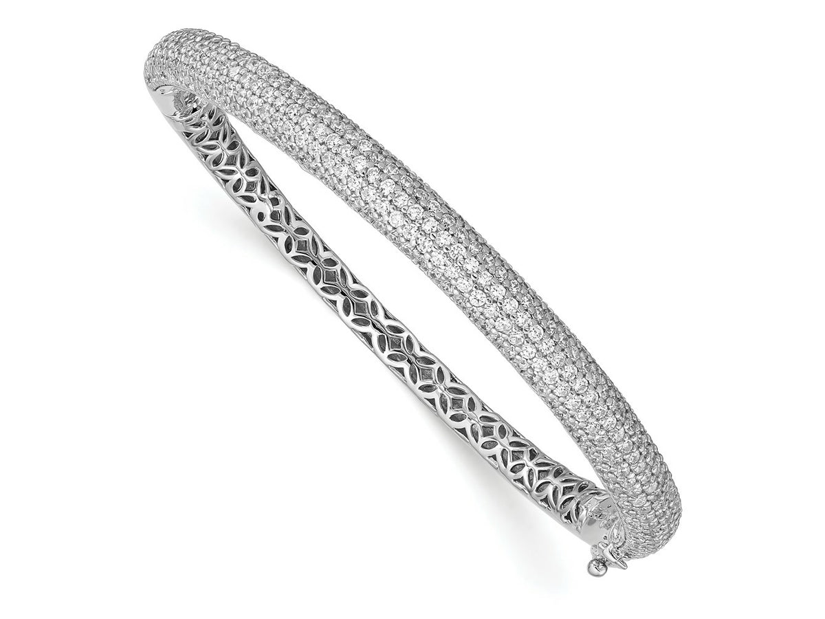 FJC Finejewelers 925 Sterling Silver Pavé Rhodium Plated 303 Stone CZ Bangle 6 mm