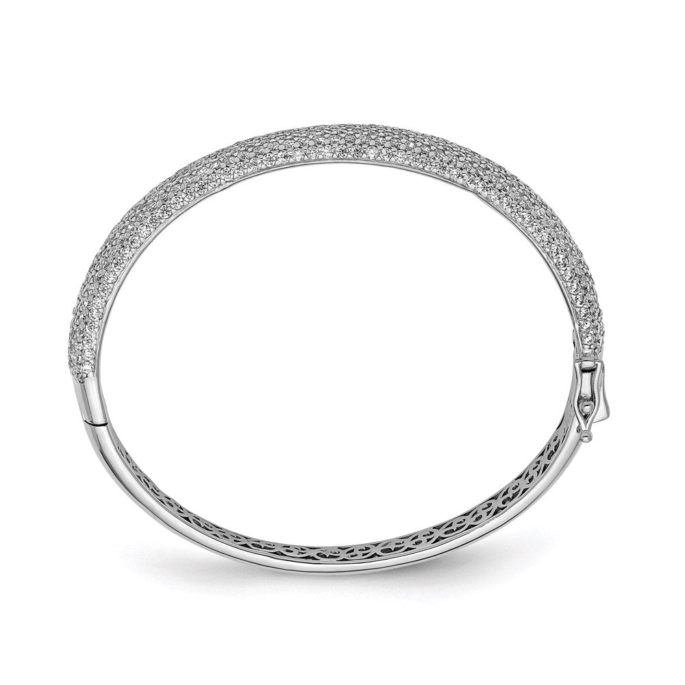FJC Finejewelers 925 Sterling Silver Pavé Rhodium Plated 360 Stone CZ Hinged Bangle 9 mm