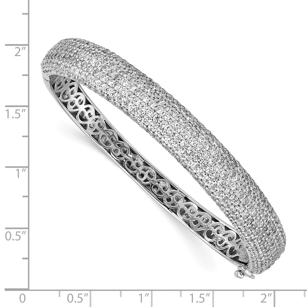 FJC Finejewelers 925 Sterling Silver Pavé Rhodium Plated 360 Stone CZ Hinged Bangle 9 mm