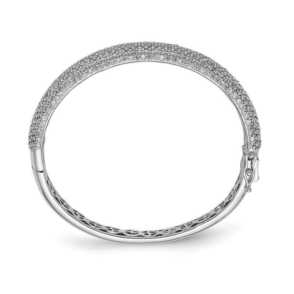 FJC Finejewelers 925 Sterling Silver Pavé Rhodium Plated 568 Stone CZ Hinged Bangle 11 mm