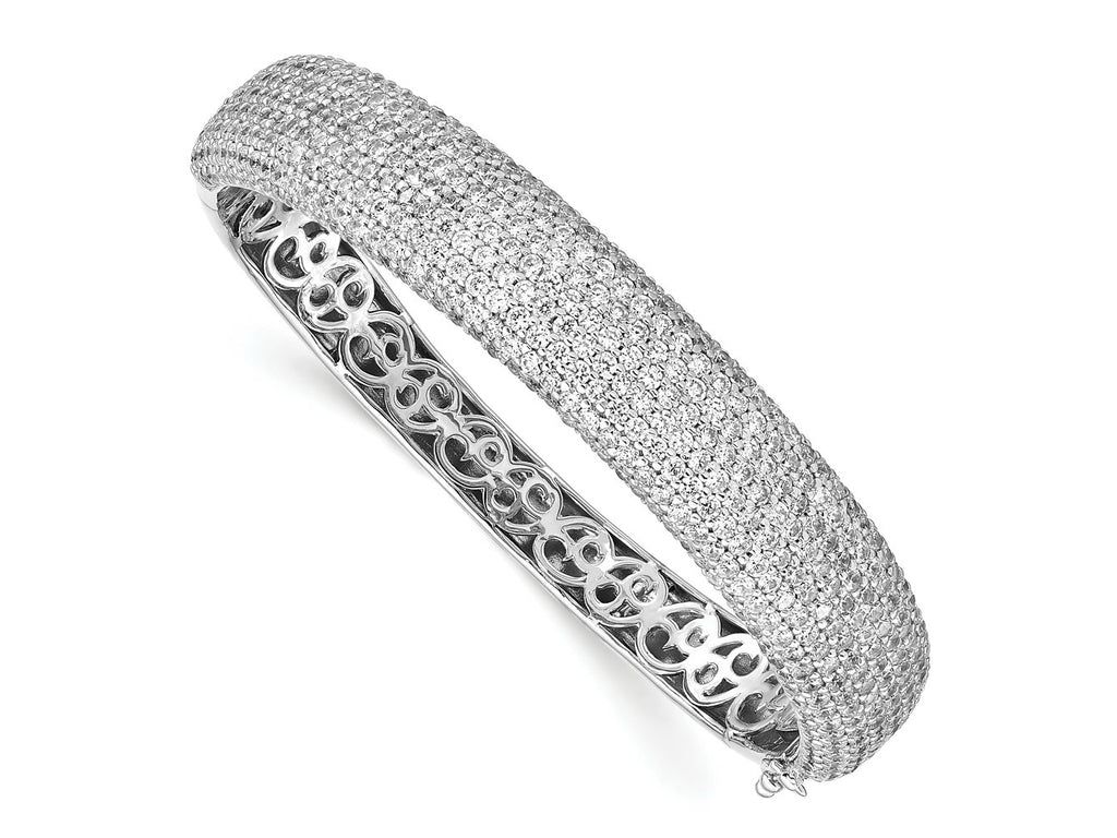 FJC Finejewelers 925 Sterling Silver Pavé Rhodium Plated 568 Stone CZ Hinged Bangle 11 mm