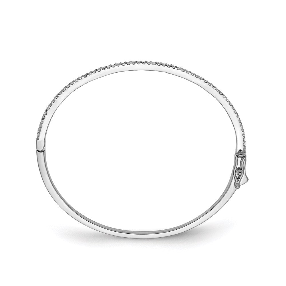FJC Finejewelers 925 Sterling Silver CZ Bracelet Rhodium Plated CZ Hinged Bangle Bracelet 1.3 mm