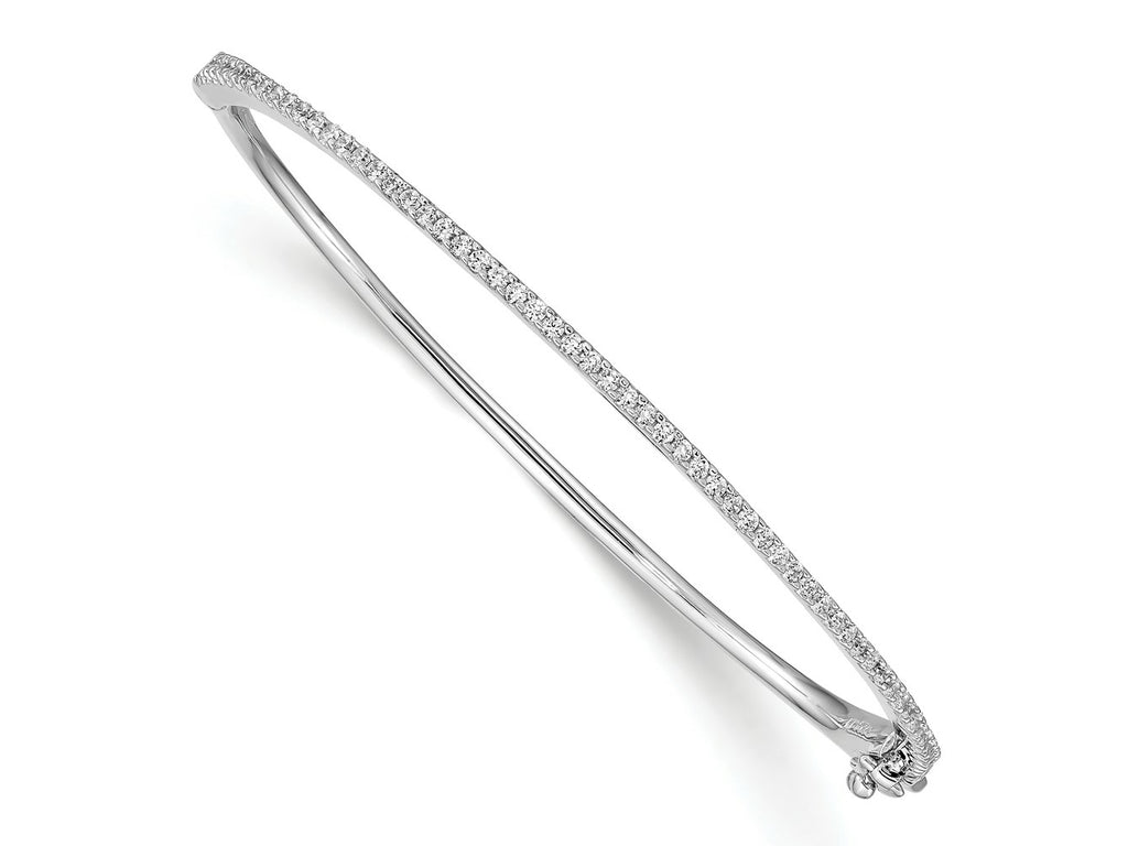 FJC Finejewelers 925 Sterling Silver CZ Bracelet Rhodium Plated CZ Hinged Bangle Bracelet 1.3 mm