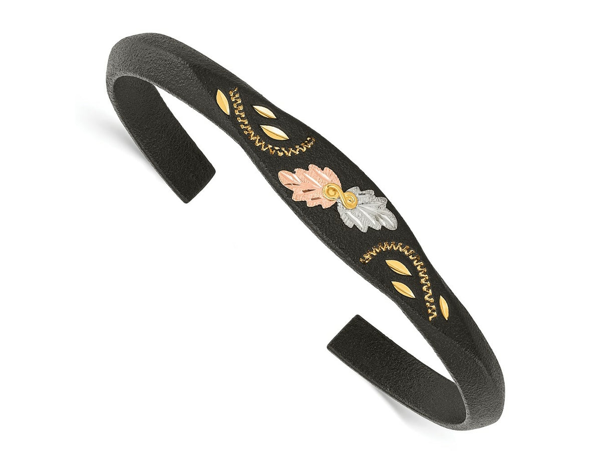FJC Finejewelers 925 Sterling Silver Cuff Base Metal and Tri-color Black Hills Black Powder Coated Bangle 9 mm