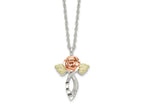 FJC Finejewelers 925 Sterling Silver Bright Cut  w/12K Accents and SS Chain Black Hills Necklace 18 Inch