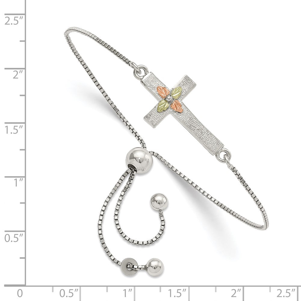 FJC Finejewelers 925 Sterling Silver Box w/12K Accents Black Hills Cross Adjustable Bracelet 13 mm