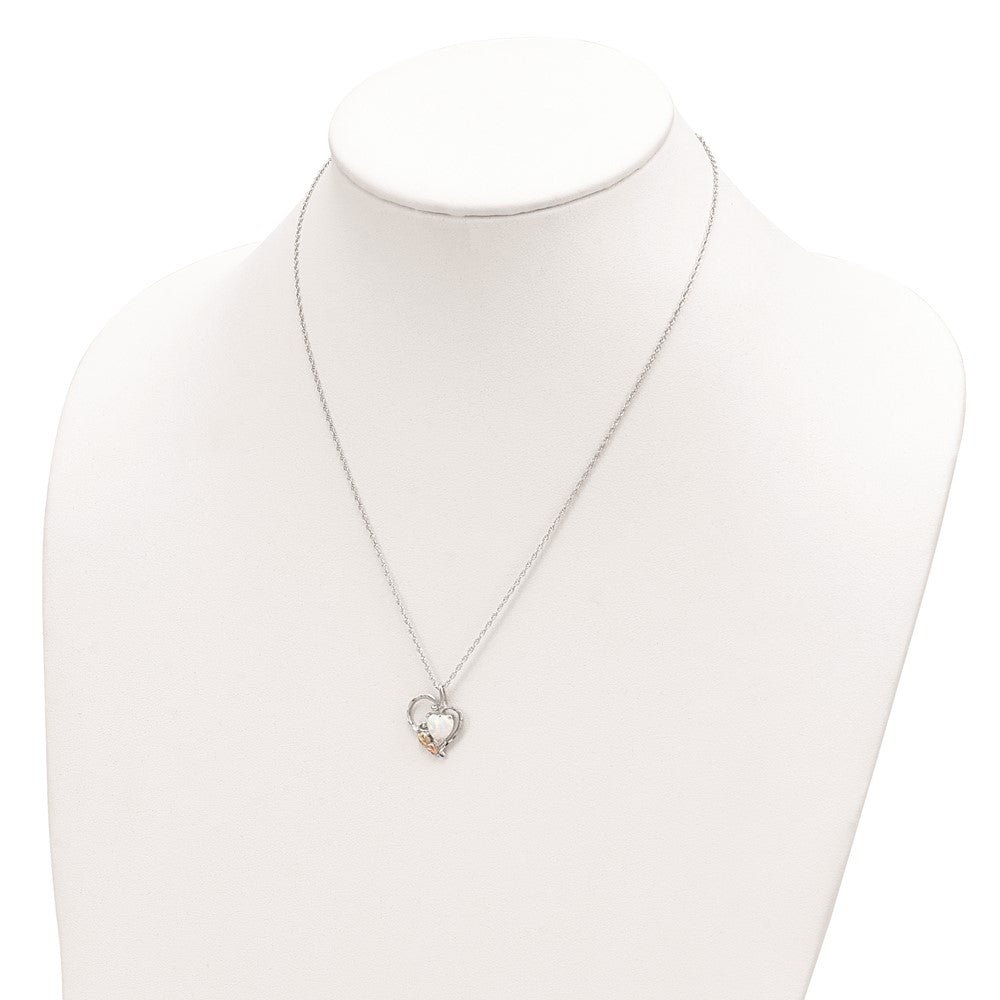 FJC Finejewelers 925 Sterling Silver with 12K Accents Created White Opal Necklace 18 Inches x 26 mm