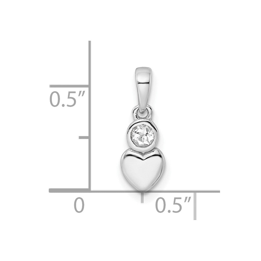 FJC Finejewelers 925 Sterling Silver Birthstone Rhodium Plated Polished White Topaz Heart Charm 17 x 5 mm