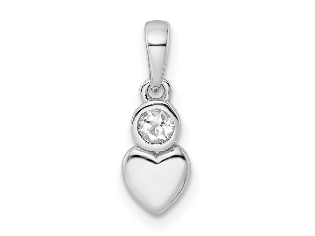 FJC Finejewelers 925 Sterling Silver Birthstone Rhodium Plated Polished White Topaz Heart Charm 17 x 5 mm