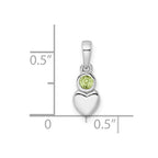 FJC Finejewelers 925 Sterling Silver Birthstone Rhodium Plated Polished Peridot Heart Charm 17 x 5 mm