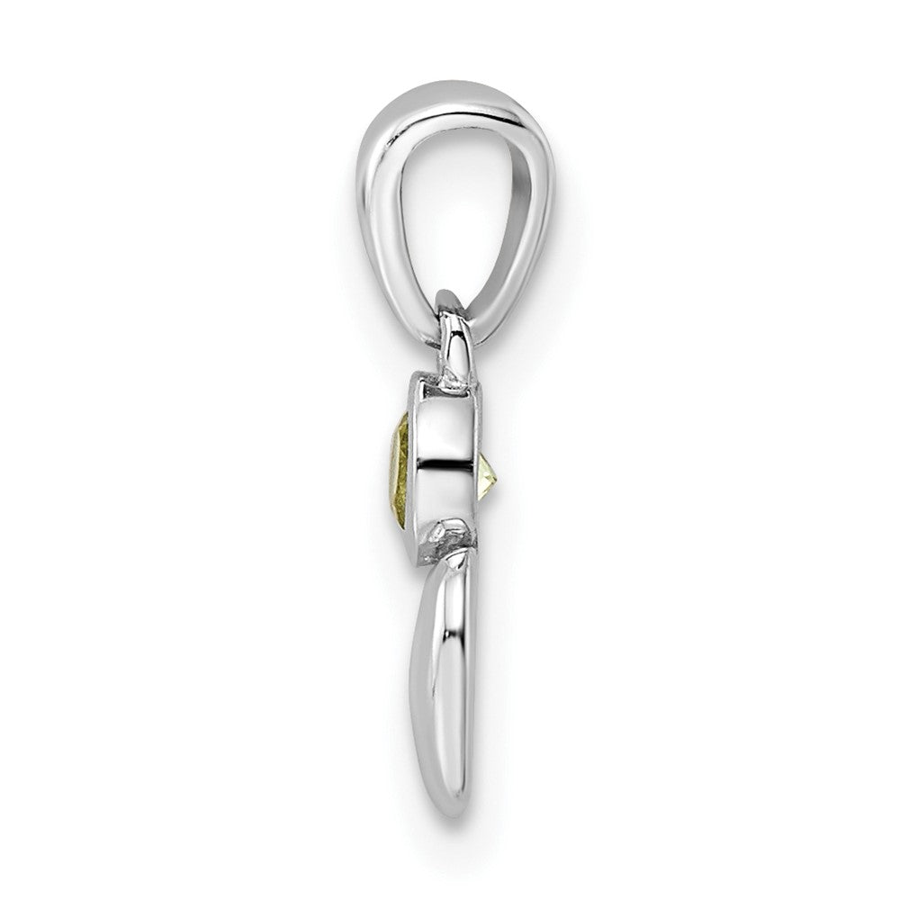 FJC Finejewelers 925 Sterling Silver Birthstone Rhodium Plated Polished Peridot Heart Charm 17 x 5 mm