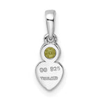 FJC Finejewelers 925 Sterling Silver Birthstone Rhodium Plated Polished Peridot Heart Charm 17 x 5 mm