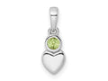 FJC Finejewelers 925 Sterling Silver Birthstone Rhodium Plated Polished Peridot Heart Charm 17 x 5 mm