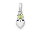 FJC Finejewelers 925 Sterling Silver Birthstone Rhodium Plated Polished Peridot Heart Charm 17 x 5 mm