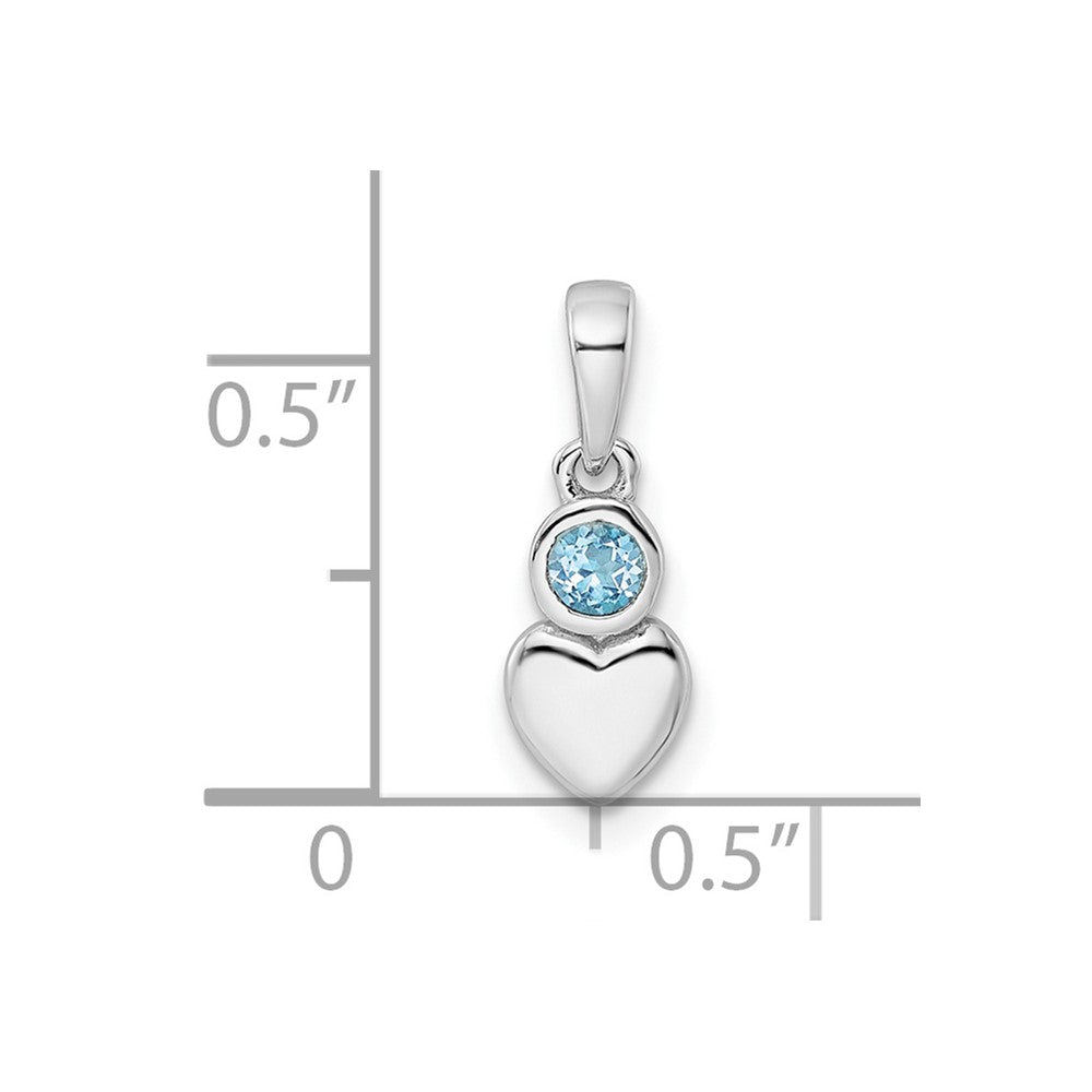 FJC Finejewelers 925 Sterling Silver Birthstone  Polished Blue Topaz Heart Charm 17 x 5 mm