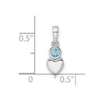 FJC Finejewelers 925 Sterling Silver Birthstone  Polished Blue Topaz Heart Charm 17 x 5 mm