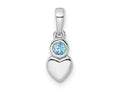 FJC Finejewelers 925 Sterling Silver Birthstone  Polished Blue Topaz Heart Charm 17 x 5 mm