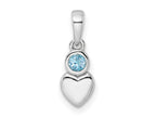 FJC Finejewelers 925 Sterling Silver Birthstone  Polished Blue Topaz Heart Charm 17 x 5 mm