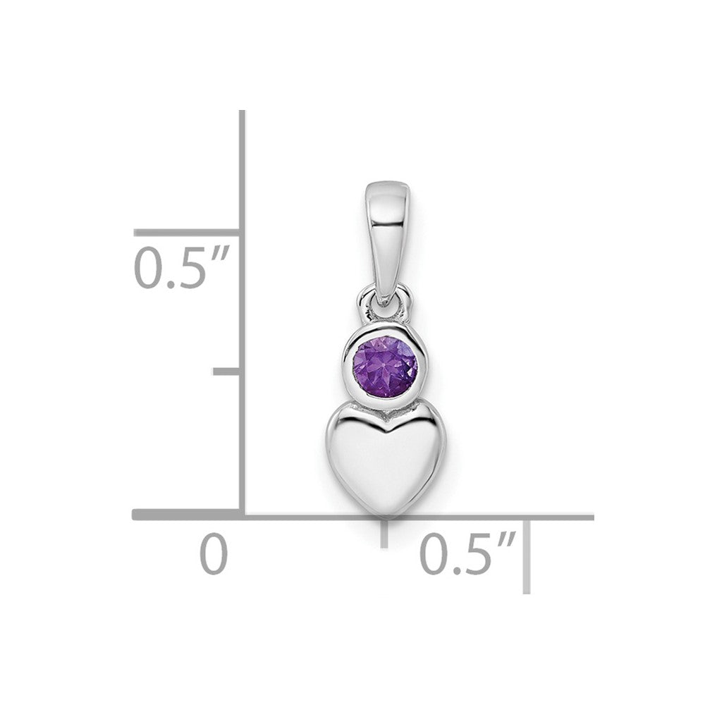 FJC Finejewelers 925 Sterling Silver Birthstone Rhodium Plated Polished Amethyst Heart Charm 17 x 5 mm