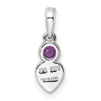 FJC Finejewelers 925 Sterling Silver Birthstone Rhodium Plated Polished Amethyst Heart Charm 17 x 5 mm