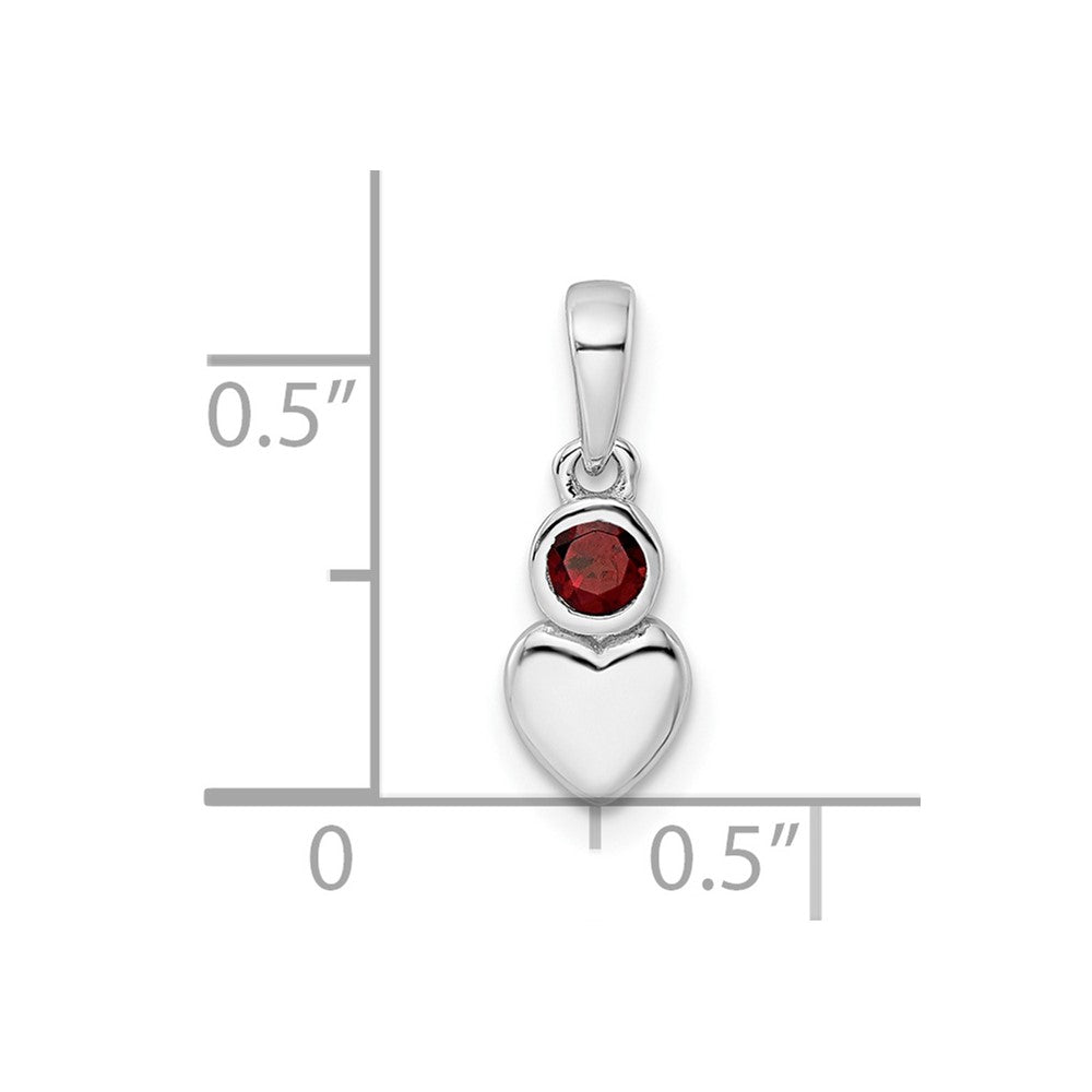 FJC Finejewelers 925 Sterling Silver Birthstone Rhodium Plated Polished Garnet Heart Charm 17 x 5 mm