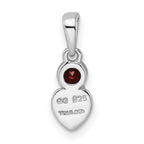 FJC Finejewelers 925 Sterling Silver Birthstone Rhodium Plated Polished Garnet Heart Charm 17 x 5 mm