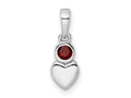 FJC Finejewelers 925 Sterling Silver Birthstone Rhodium Plated Polished Garnet Heart Charm 17 x 5 mm
