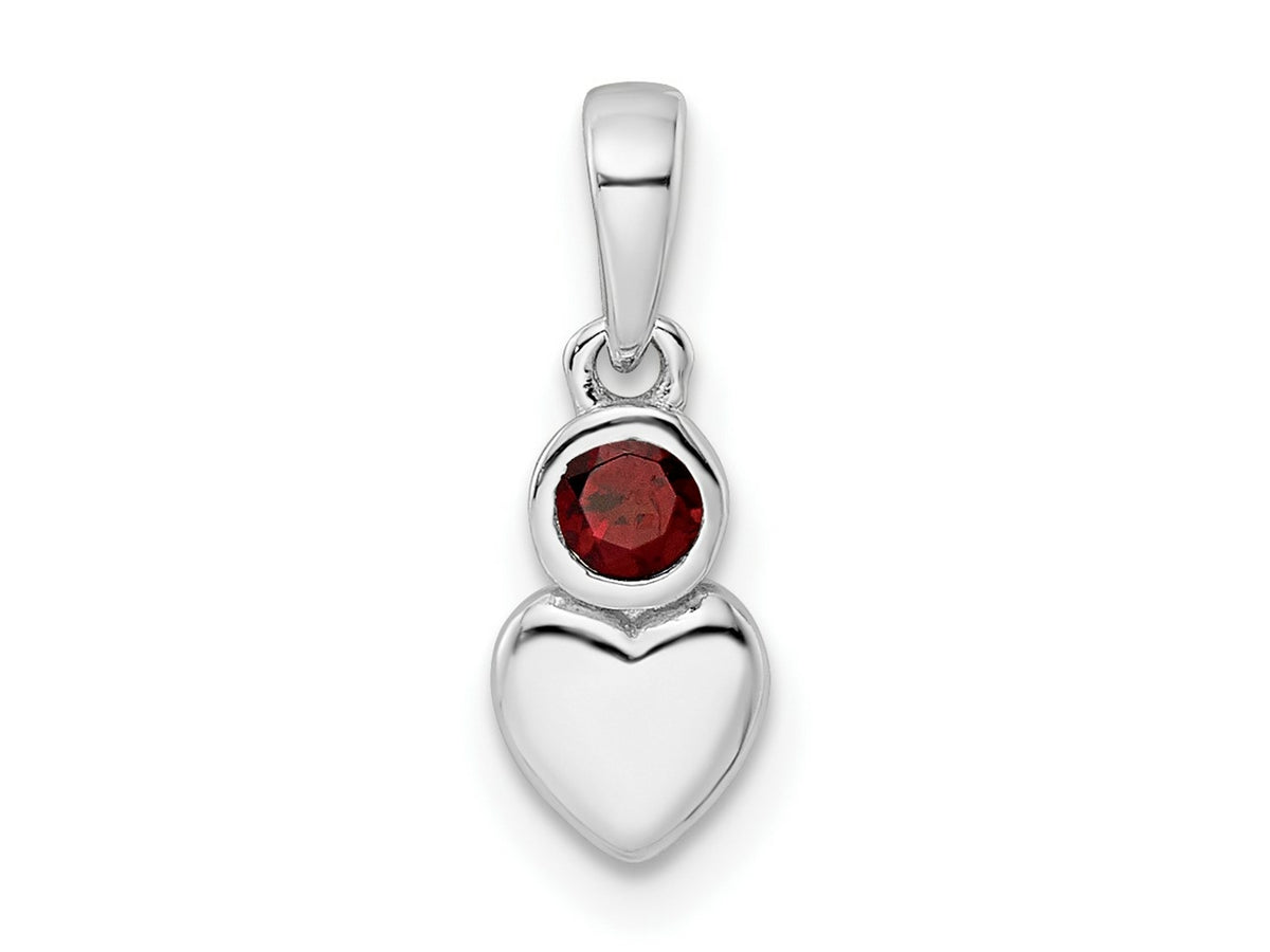 FJC Finejewelers 925 Sterling Silver Birthstone Rhodium Plated Polished Garnet Heart Charm 17 x 5 mm