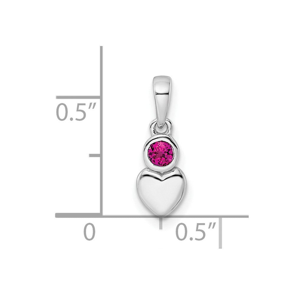 FJC Finejewelers 925 Sterling Silver Birthstone  Polished Created Ruby Heart Charm 17 x 5 mm