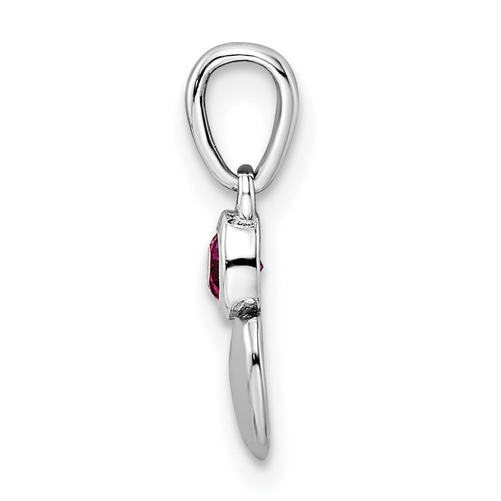 FJC Finejewelers 925 Sterling Silver Birthstone  Polished Created Ruby Heart Charm 17 x 5 mm