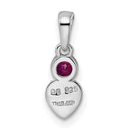 FJC Finejewelers 925 Sterling Silver Birthstone  Polished Created Ruby Heart Charm 17 x 5 mm
