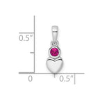 FJC Finejewelers 925 Sterling Silver Birthstone  Polished Created Ruby Heart Charm 17 x 5 mm