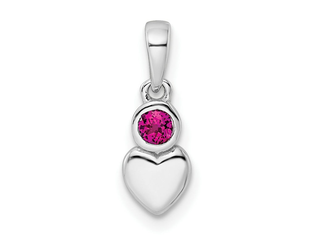 FJC Finejewelers 925 Sterling Silver Birthstone  Polished Created Ruby Heart Charm 17 x 5 mm