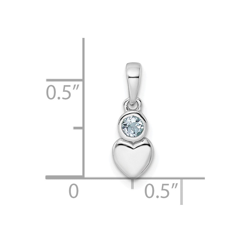 FJC Finejewelers 925 Sterling Silver Birthstone Rhodium Plated Polished Aquamarine Heart Charm 17 x 5 mm