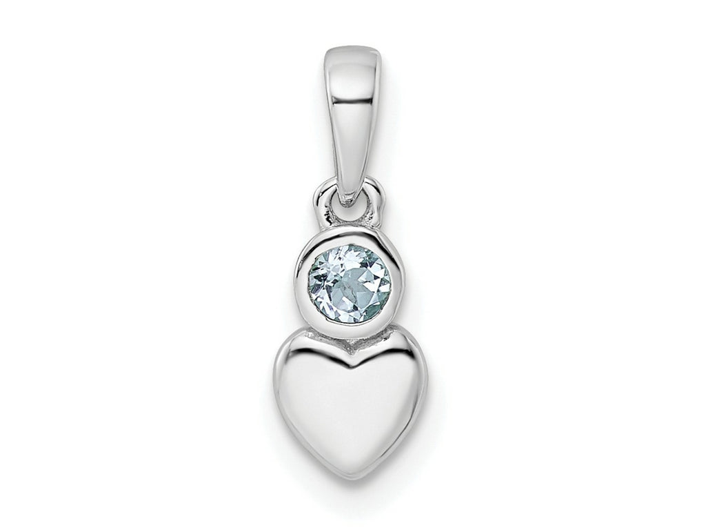 FJC Finejewelers 925 Sterling Silver Birthstone Rhodium Plated Polished Aquamarine Heart Charm 17 x 5 mm