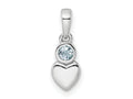 FJC Finejewelers 925 Sterling Silver Birthstone Rhodium Plated Polished Aquamarine Heart Charm 17 x 5 mm