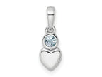 FJC Finejewelers 925 Sterling Silver Birthstone Rhodium Plated Polished Aquamarine Heart Charm 17 x 5 mm