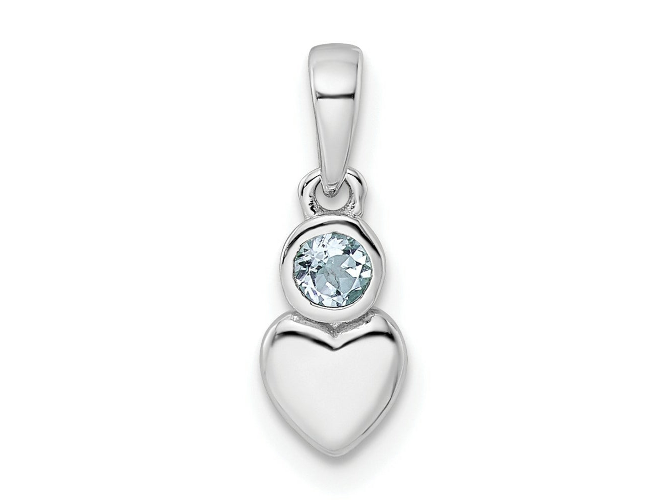 FJC Finejewelers 925 Sterling Silver Birthstone Rhodium Plated Polished Aquamarine Heart Charm 17 x 5 mm