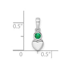 FJC Finejewelers 925 Sterling Silver Birthstone Rhodium Plated Lab Created Emerald Heart Charm 17 x 5 mm