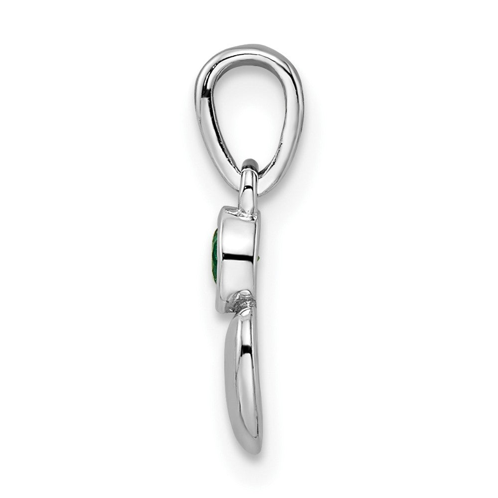 FJC Finejewelers 925 Sterling Silver Birthstone Rhodium Plated Lab Created Emerald Heart Charm 17 x 5 mm