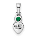 FJC Finejewelers 925 Sterling Silver Birthstone Rhodium Plated Lab Created Emerald Heart Charm 17 x 5 mm